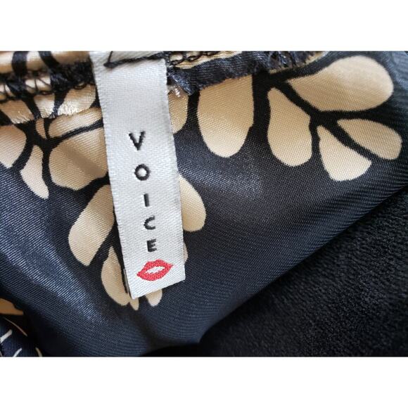 Voice Tank Top Womens XL Black Floral Sleeveless Keyhole Ruffle Trim Halter Neck - Picture 4 of 11